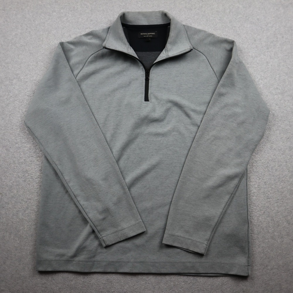 Banana Republic 1/4 Zip Pullover Mens Large Moisture Wicking Gray Long Sleeve